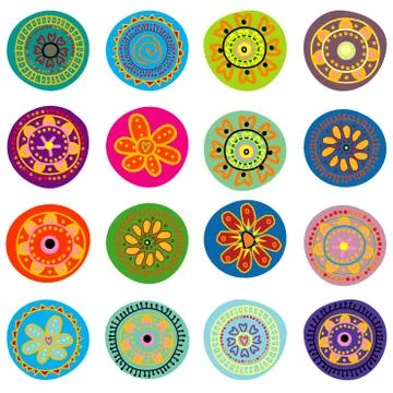 Set of childish flowers Illustrazione stock