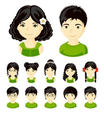 Set of children faces. Illustrazione stock