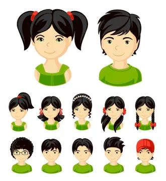 Set of children faces. Stock Illustration