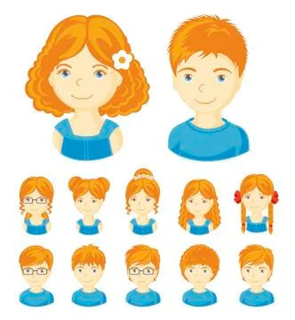Set of children faces. Stock Illustration