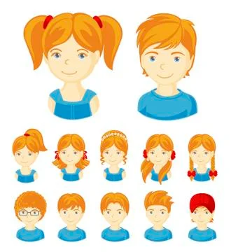 Set of children faces. Stock Illustration