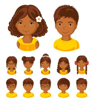 Set of children faces. Stock Illustration