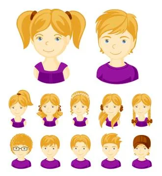 Set of children faces. Stock Illustration