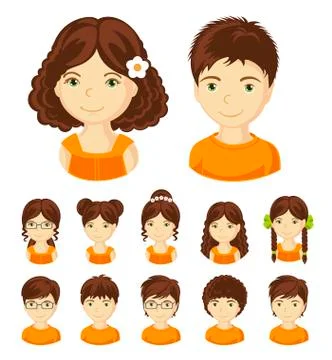 Set of children faces. Stock Illustration