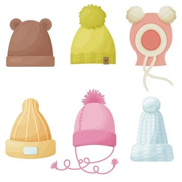 Set of children hats Stock Illustration