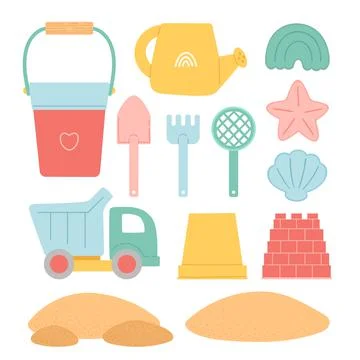 Set of children toys for sand castle vector Stock Illustration