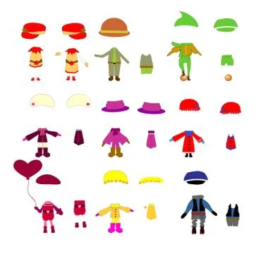 Set of children's clothes, vector design elements Stock Illustration