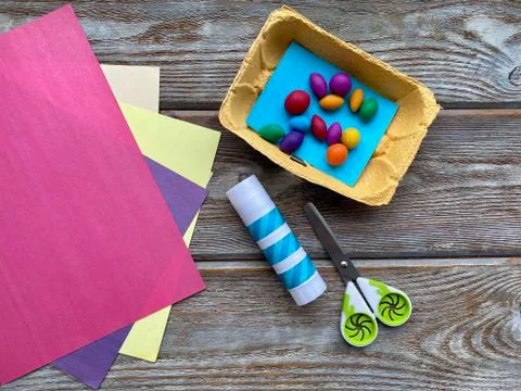 Set for children's creativity, ready to craft. Stock Photos