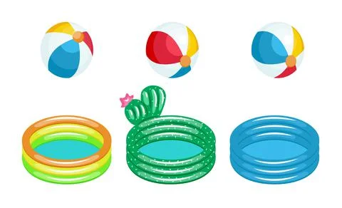 A set of childrens pools and balls Stock Illustration