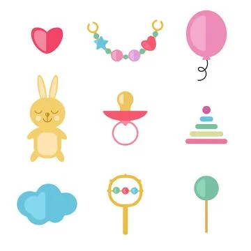 Set of children's toys vector flat style Stock Illustration