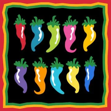 Set of chili peppers Stock Illustration
