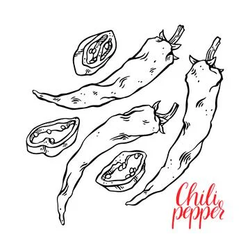 Set of chili peppers Stock Illustration
