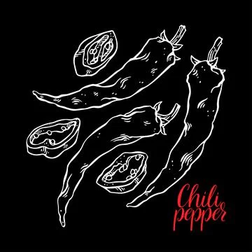 Set of chili peppers Illustrazione stock
