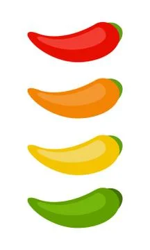 Set of chili peppers vector flat isolated Stock Illustration