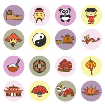 Set china icons Stock Illustration