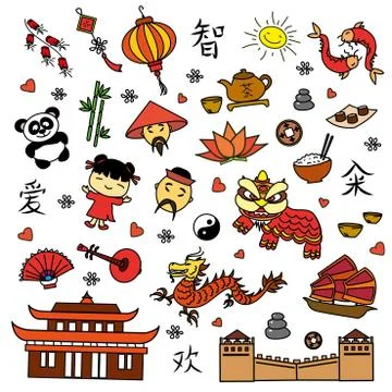 Set china symbol Stock Illustration