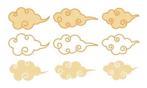 Set of Chinese element clouds with swirling details Stock-Illustration