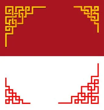 Set of Chinese line corner element in vector art Stock Illustration