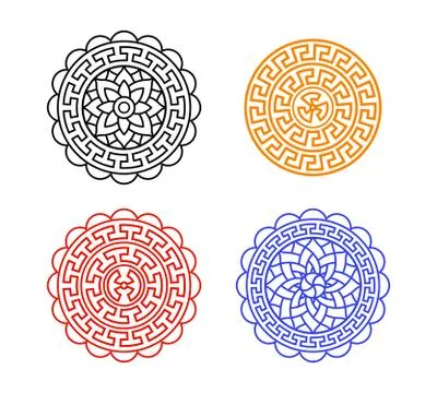 Set of Chinese moon cake pattern on white, vector Stock Illustration