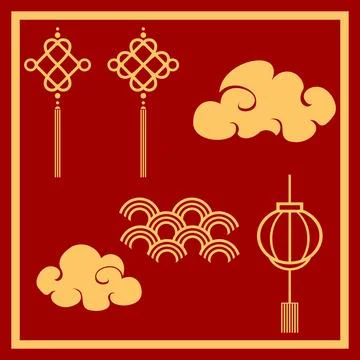 Set of Chinese New Year Elements Stock Illustration