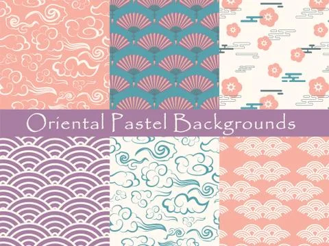 Set of chinese vector seamless patterns. Endless texture can be used for Stock Illustration