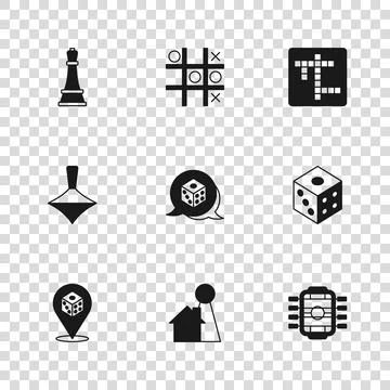 Set Chip for board game, Game dice, Table football, Crossword, Chess, Tic t.. Stock Illustration