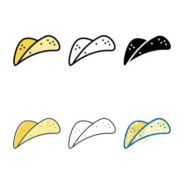 Set chip potato vegetable color icon vector Stock Illustration