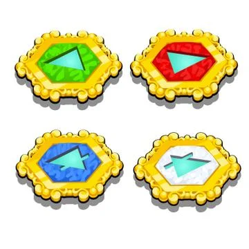 Set of chips with symbols of elements isolated on white background. Vector Stock Illustration