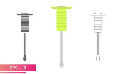 Set, Chisel on metal with a comfortable soft handle. Linear, solid and realistic Stock Illustration