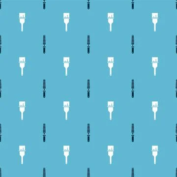 Set Chisel tool for wood and Paint brush on seamless pattern. Vector Illustrazione stock