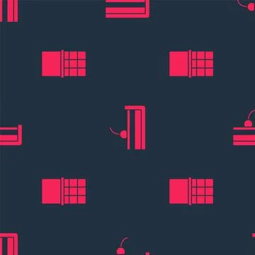 Set Chocolate bar and Cherry cheesecake on seamless pattern. Vector Stockillustratie