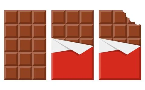 Set of chocolate bar icon. Flat illustration of chocolate bar. Vector illus.. Stock Illustration