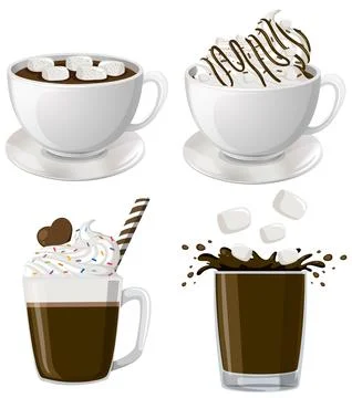 Set of chocolate beverage Stock Illustration