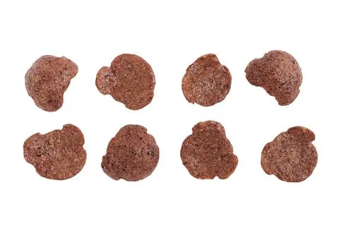 Set of Chocolate corn flakes isolated on white background Foto stock