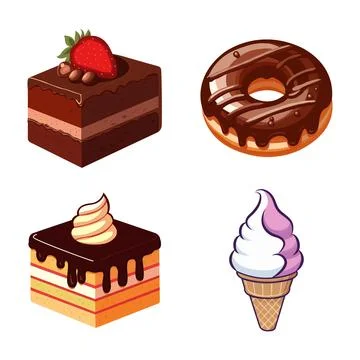 Set of chocolate dessert illustrations Stock Illustration
