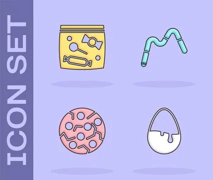 Set Chocolate egg, Candy packaging for sweets, Cookie biscuit and Jelly worms Stock Illustration