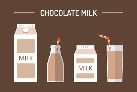 Set of chocolate milk in different packages Stock Illustration