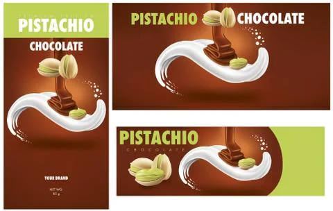 Set of chocolate packaging with pistachio Stock Illustration