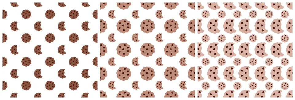 Set of Chocolate Seamless Pattern Design with Choco Decoration in Template .. Illustrazione stock