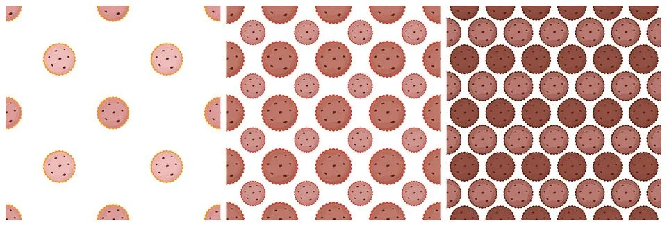 Set of Chocolate Seamless Pattern Design with Choco Decoration in Template .. Illustrazione stock