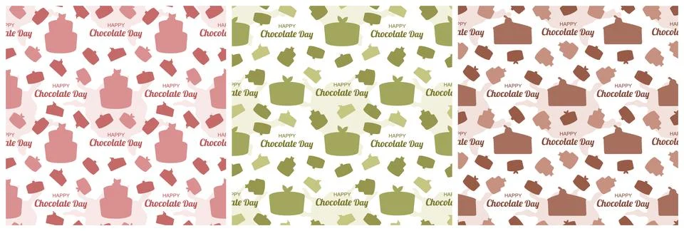 Set of Chocolate Seamless Pattern Design with Choco Decoration in Template .. Stock Illustration