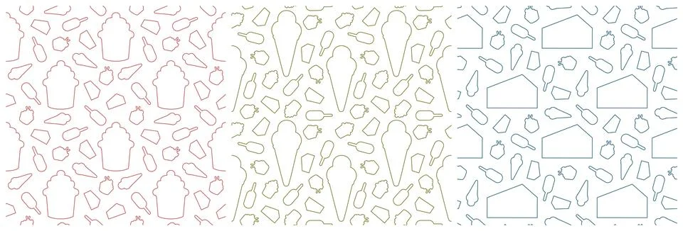 Set of Chocolate Seamless Pattern Design with Choco Decoration in Template .. Stock Illustration