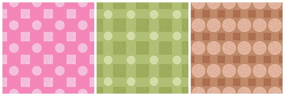 Set of Chocolate Seamless Pattern Design with Choco Decoration in Template .. Stock Illustration