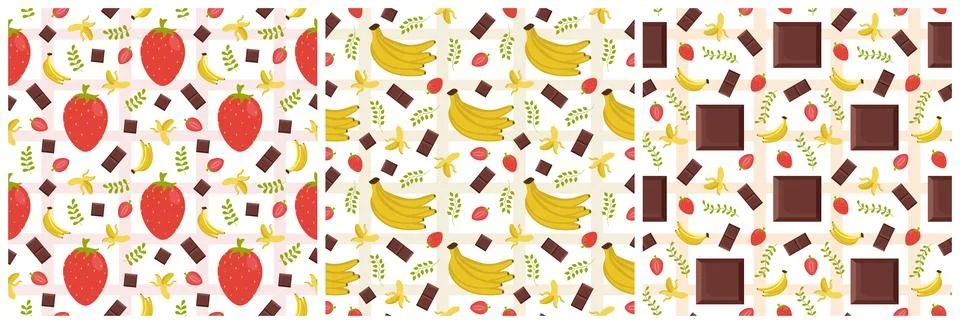 Set of Chocolate Seamless Pattern Design with Choco Decoration in Template .. Stock Illustration