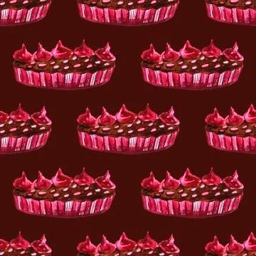 Set of chocolate sweets: donut, cake, cookies, cupcake, woopie pie, macarons. Illustrazione stock