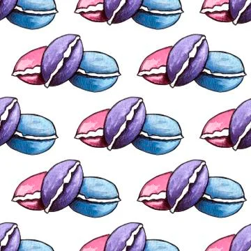 Set of chocolate sweets: donut, cake, cookies, cupcake, woopie pie, macarons Stock Illustration