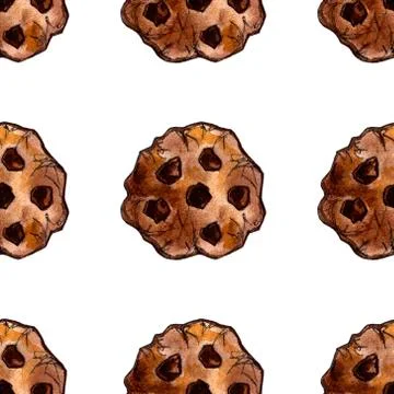 Set of chocolate sweets: donut, cake, cookies, cupcake, woopie pie, macarons Stock Illustration