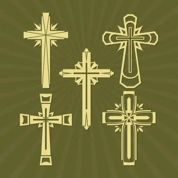 A set of Christian crosses. Stock Illustration