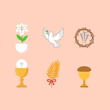 Set of Christian Easter illustrations Stock Illustration