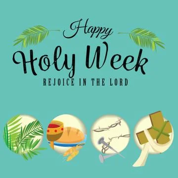 Set for Christianity holy week before easter, Lent and Palm or Passion Sunday Stock Illustration